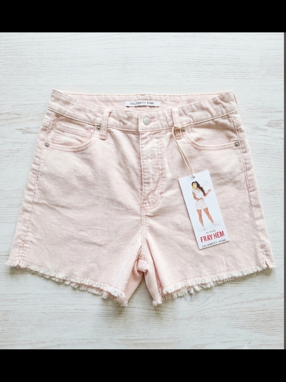 Celebrity Pink Pale Pink Frayed Hem High Rise Stretch